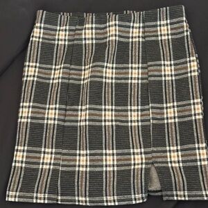Plaid Mini Skirt in Black and Brown